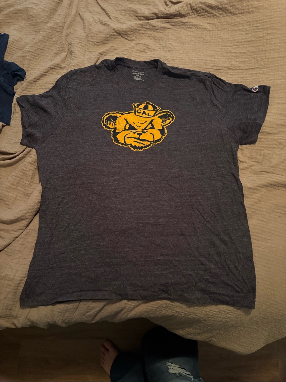 Champion Dark Gray Tee with Yellow Cal Bear Graphic